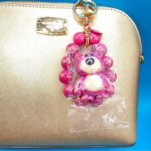🌸 🧸 Adorable Acrylic Bear & Bead Shiny Keychain, Wristlet, Phone/Purse/Bag Charm